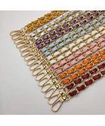 Gold Chain with Leather Insert Single Chain 110 cms Multiple Colours Available