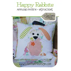 Happy Rabbit Applique Cushion Pattern by Claire Turpin