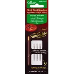 Clover Black Gold Applique Sharps Needles Size 9