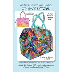 City Bag Uptown Pattern by Aunties Two AT650 - Image of Pattern Cover, 2 Metal Stays Included