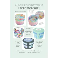 Lidded Pincushion Pattern AT656 by Aunties Two - Image of pattern cover
