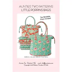 Little Poppins Bags Pattern by Aunties Two AT628 - Image of Pattern. 2 Metal Stays Included