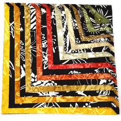 Bush Tucker 40 x 10" Fabric Squares AKA Layer Cake 
by Batiks Australia - Image of Precut squares showing different fabrics included
