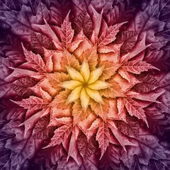 Mulberry Dream Big Leaf Hoffman Quilt Panel 43 x 43 Inches Digital Print - HR4617-428