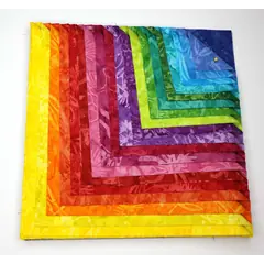 Rainbow 40 x 10" Fabric Squares AKA Layer Cake 
by Batiks Australia - Image of the Precut Fabric Selection