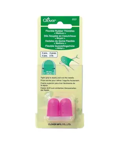 Clover Flexible Rubber Thimbles Medium 2 Pack Pink