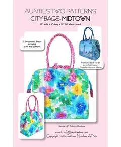 City Bag Midtown Pattern by Aunties Two AT651 - Image of Pattern Cover (2 Stays Included)