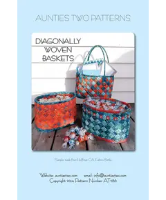 Diagonally Woven Baskets Bag Pattern AT286 by Aunties Two i Image of pattern cover