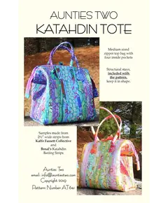 Katahdin Tote Bag Pattern by Aunties Two AT641 - Image of Pattern Cover, 2 Stays Included