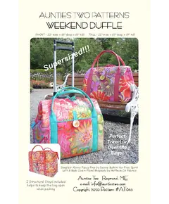 Weekend Duffle Bag Pattern by Aunties Two AT645 - Image of Pattern Cover, Metal stays included but not depicted