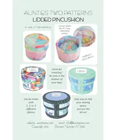 Lidded Pincushion Pattern AT656 by Aunties Two - Image of pattern cover
