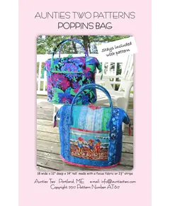 Poppins Bag Pattern by Aunties Two AT617 - Image of Pattern Cover, 2 Structural stays included