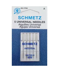 Schmetz 60/8 UNIVERSAL Sewing Machine Needle - Packet of 5 Needles - Needles Sized 60/8 and 70/10 are for Very Fine Fabric Weights like Fine Silk, Chiffon, Organza, Voile and Fine Lace