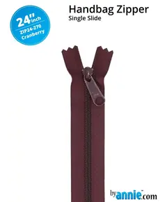 By Annie 24 Inch Handbag Zipper Cranberry - See Video