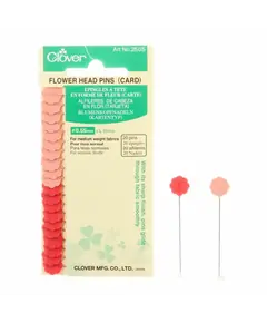 Flower Head Pins x 20 #2505 by Clover - SEE VIDEO - Shown in Clover Packaging with 2 x individual pins beside packet
