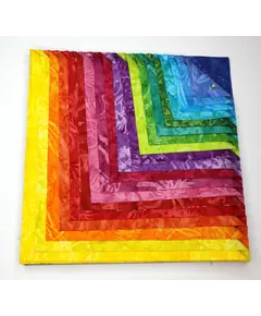 Rainbow 40 x 10" Fabric Squares AKA Layer Cake 
by Batiks Australia - Image of the Precut Fabric Selection