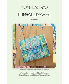 Thimballina Bag Pattern AT211by Aunties Two - Image of pattern cover