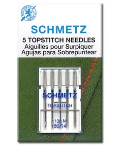 Schmetz 80/12 TOPSTITCH Sewing Machine Needle - 5 Needle Pack -  Needles Sized 80/12 are for Light Weight fabric like cotton voille, silk, synthetics, spandex and lycra