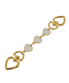 Heart Bag Handle Extenders White Hearts and Gold Colour Metal 17cm Long