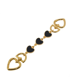 Heart Bag Handle Extenders Black Hearts and Gold Colour Metal 17cm Long