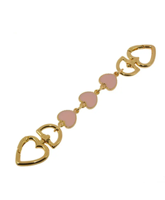 Heart Bag Handle Extenders Pink Hearts and Gold Colour Metal 17cm Long