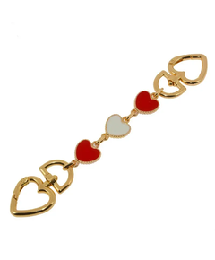 Heart Bag Handle Extenders Red and White Hearts and Gold Colour Metal 17cm Long