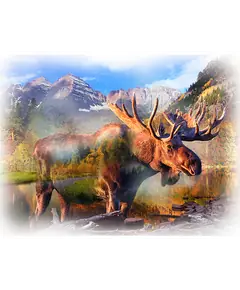 Umber Moose Waterfall Call of the Wild Hoffman Quilt Panel 43 x 33 Inches Digital Print