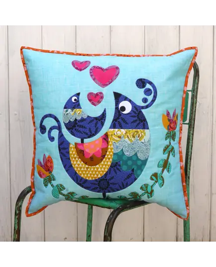 Lovebirds Applique Cushion Pattern by Claire Turpin 2 Sizes Included