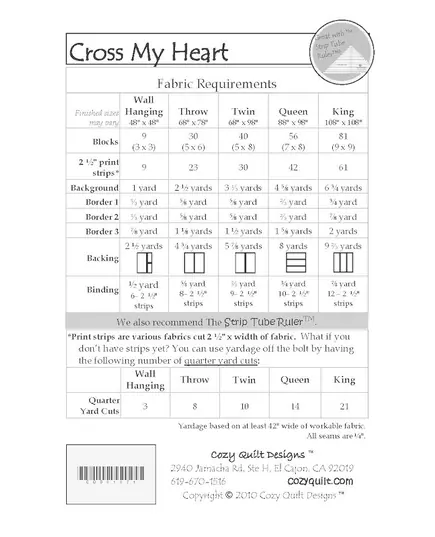 Cross My Heart Pattern by Cozy Quilt Designs