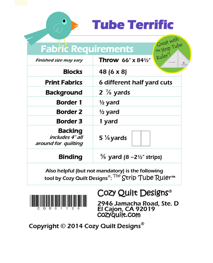 Tube Terrific Pattern by Cozy Quilt Designs