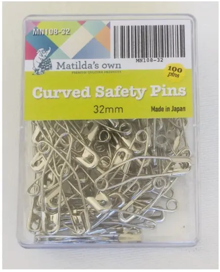 Safety Curved Basting Pins - 32mm x 100 Matilda's Own