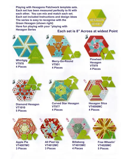 Whirligig Hexagon Patchwork Template - Meredithe Clark