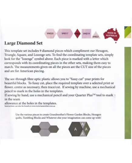 Diamond Set Large Patchwork Template Matilda's Own