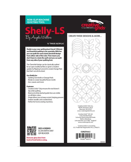 Shelly Low Shank Creative Grids Non-Slip Free Motion Quilting Tool / Ruler