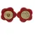 Genuine Leather Flower Magnetic Clasps x 1 Set - Red