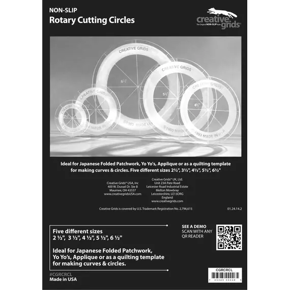 Creative Grids Non Slip Ruler Circles (5 Discs with Grips) SEE VIDEO