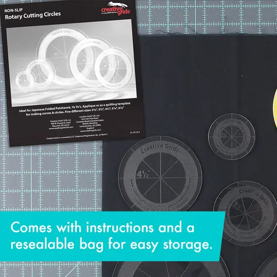 Creative Grids Non Slip Ruler Circles (5 Discs with Grips) SEE VIDEO