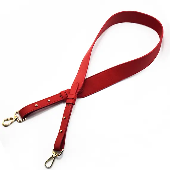 Flat PU Leather Adjustable Bag Handles 105 to 112 cms Red