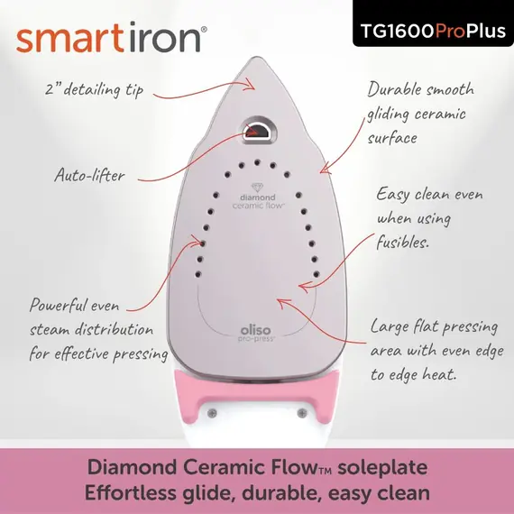 Pink Oliso Pro Plus Smart Iron - TG1600Pro  SEE VIDEO