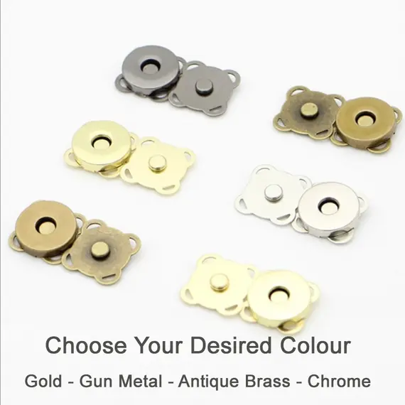 Spoke Magnetic Closure for Bags 18mm Antique Brass, Gold, Chrome and Gun Metal