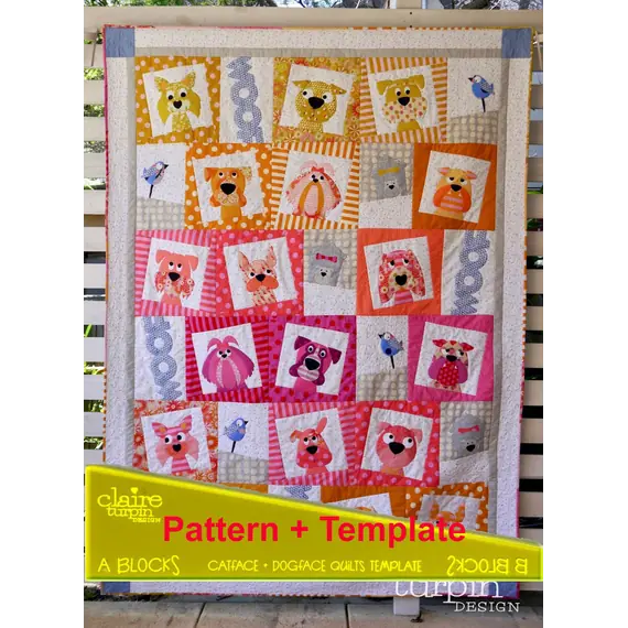 Dogface Applique Quilt Pattern by Claire Turpin Optional Template
