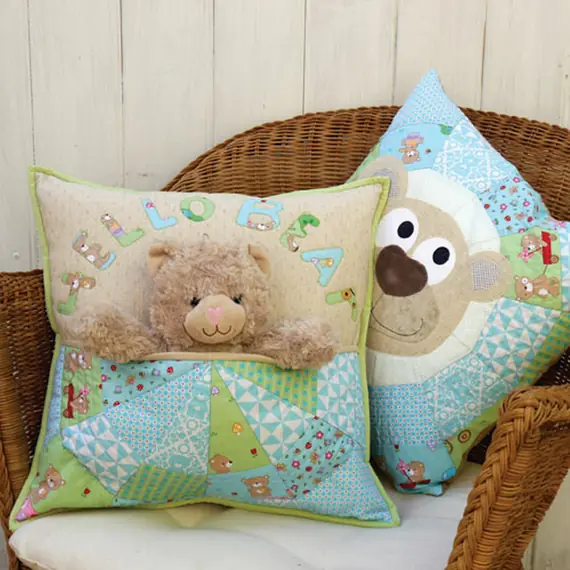 Bear Buddy Applique Cushion Pattern by Claire Turpin 2 Designs Included