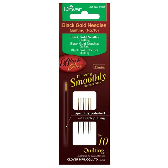 Clover Black Gold Quilting Needles Between Size 10 SEE VIDEO
