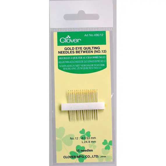 Clover Gold Eye Quilting Needles Between Size 12