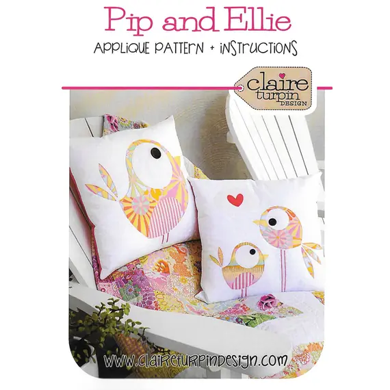 Pip and Ellie Applique Cushion Pattern by Claire Turpin 2 Designs Included
