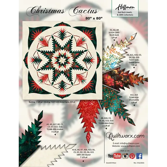 Christmas Cactus Quilt Pattern by Judy Niemeyer