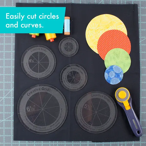 Creative Grids Non Slip Ruler Circles (5 Discs with Grips) SEE VIDEO
