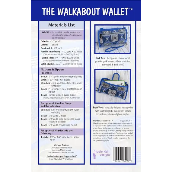 Walkabout Wallet Pattern by Studio Kat Designs