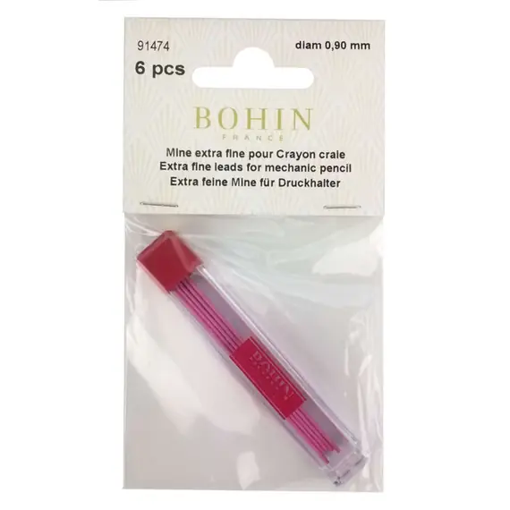 Pink REFILLS for Bohin Extra Fine 0.9mm Mechanical Chalk Pencil
