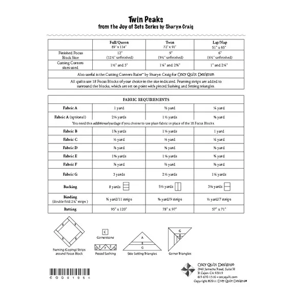 Twin Peaks Pattern by Cozy Quilt Designs